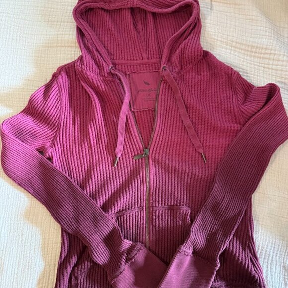 Eddie Bauer Zip Up Cotton Zip Up Hoodie Ombre Dark Pink, Size Med - Picture 3 of 6
